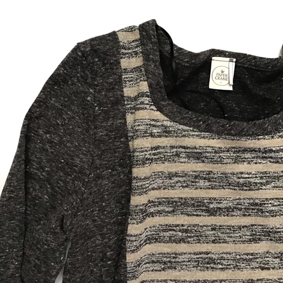 PAPER CRANE | GRAY & GOLD FLEECE PULLOVER - Picture 2 of 6